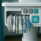 close up of a medical cart where cables and power buttons are stored-1