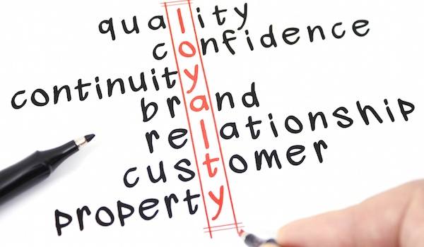 seven stacked words configured in a way to spell loyalty