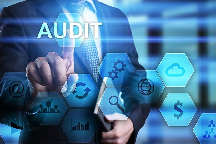 man pointing to audit