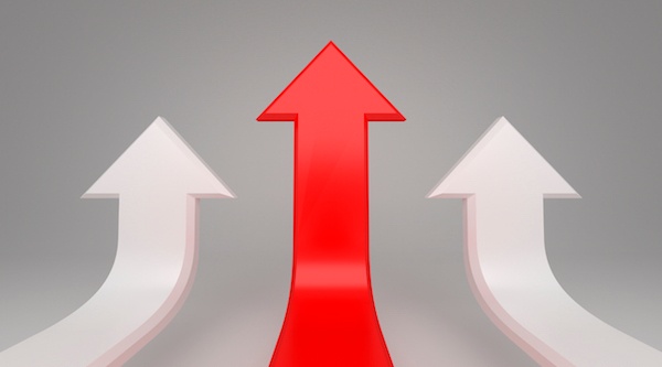 three arrows pointing up to indicate a slope