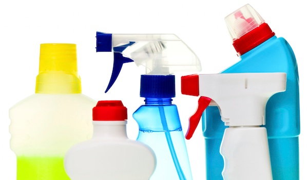 assortment of cleaning products